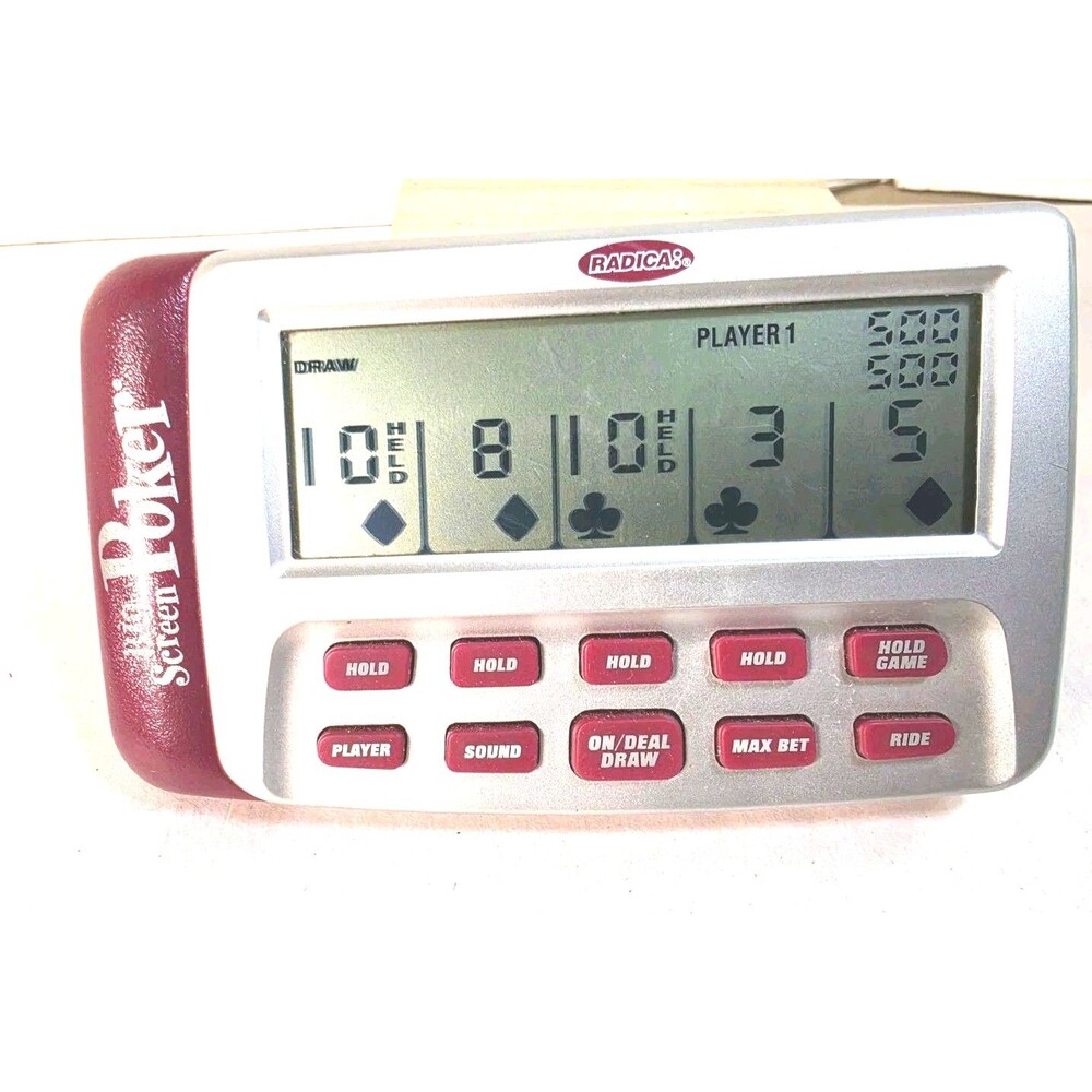 Radica 1995 Vintage Big Screen Poker Handheld Game Tested & Working